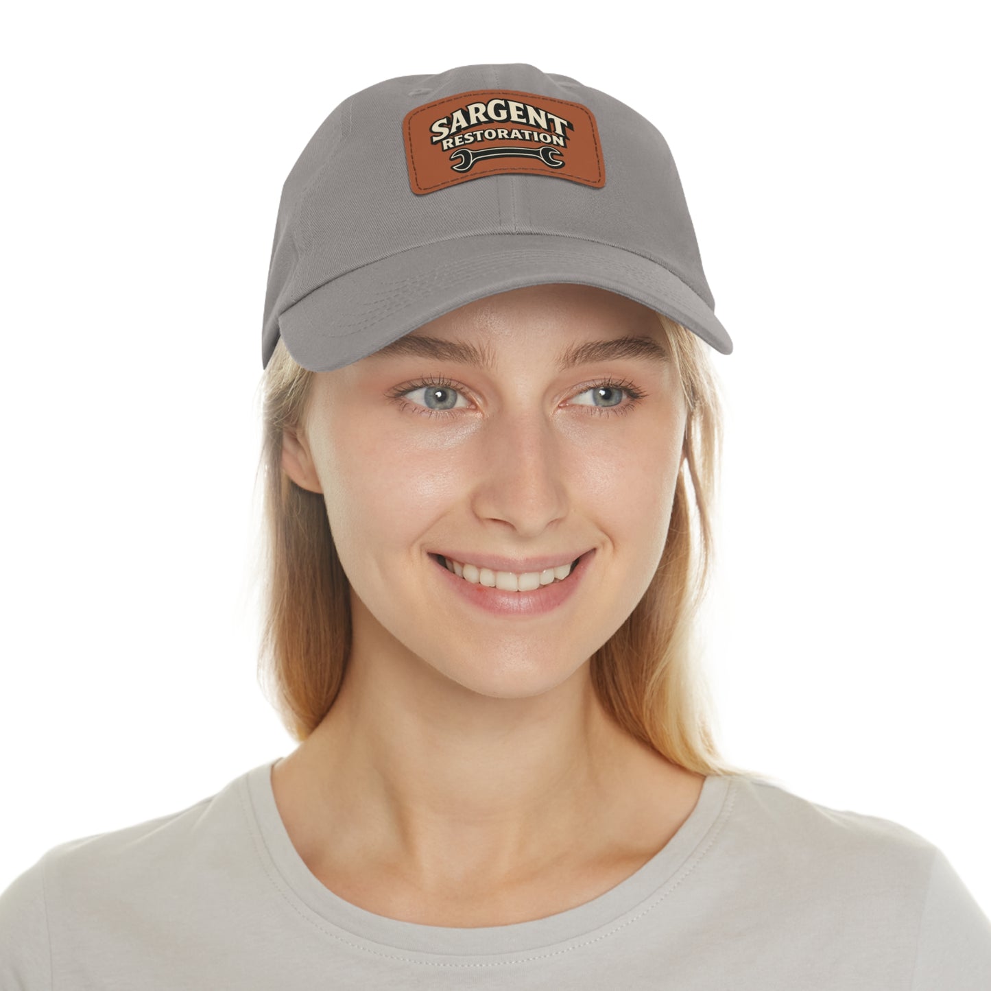 Sargent Restoration Leather Patch Dad Hat — Mechanic Wrench Logo Cap