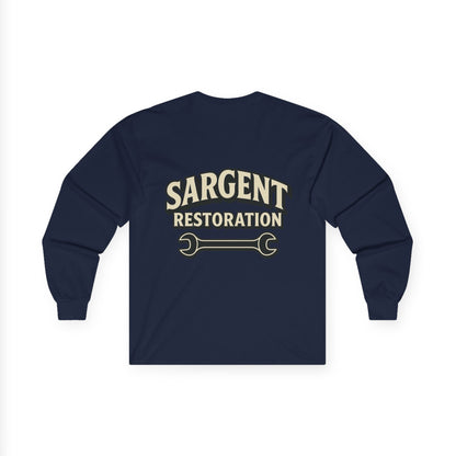 Sargent Restoration Long Sleeve Tee, Unisex Workwear Shirt, Vintage Mechanic Gift, DIY Enthusiast Apparel, Father's Day Present