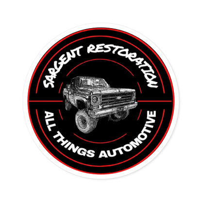 Automotive Round Stickers, Custom Decals for Car Enthusiasts, Sargent Restoration, All Things Automotive, Durable Stickers, [...]