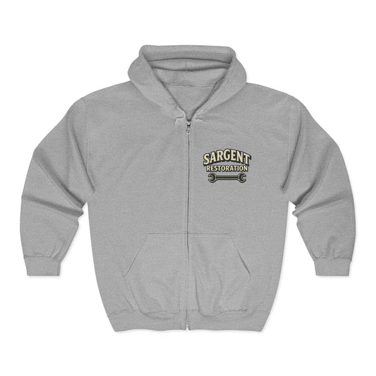 Vintage Restoration Zip-Up Hoodie for DIY Enthusiasts, Gift for Car Lovers, Cozy Layer for Weekend Projects, Perfect for Birthdays