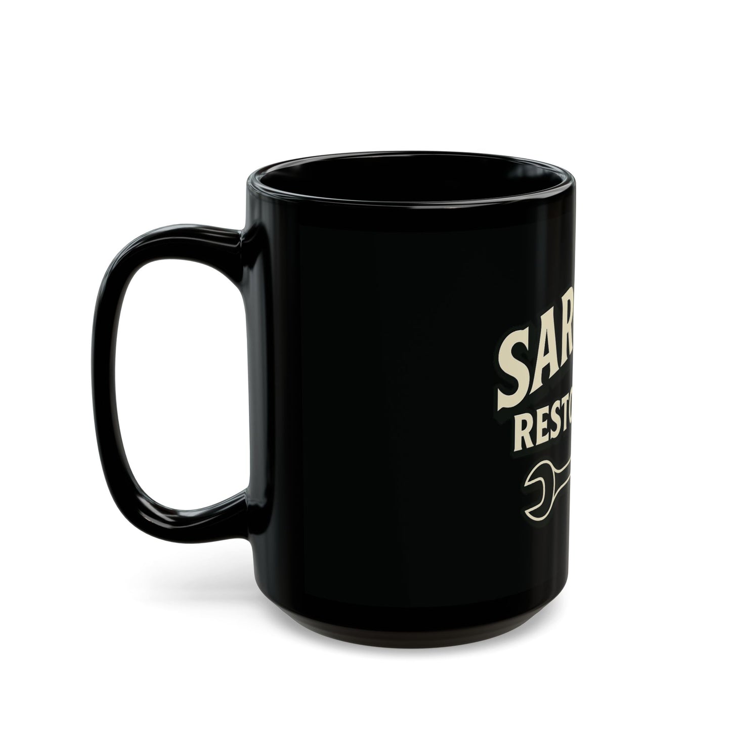 Custom Sargent Restoration Mug | Personalized Black Coffee Cup, Gift for Mechanics, Workshop Decor, Father's Day, Unique Gift Idea