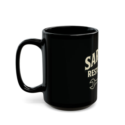 Custom Sargent Restoration Mug | Personalized Black Coffee Cup, Gift for Mechanics, Workshop Decor, Father's Day, Unique Gift Idea