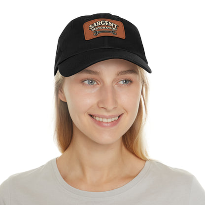 Sargent Restoration Leather Patch Dad Hat — Mechanic Wrench Logo Cap