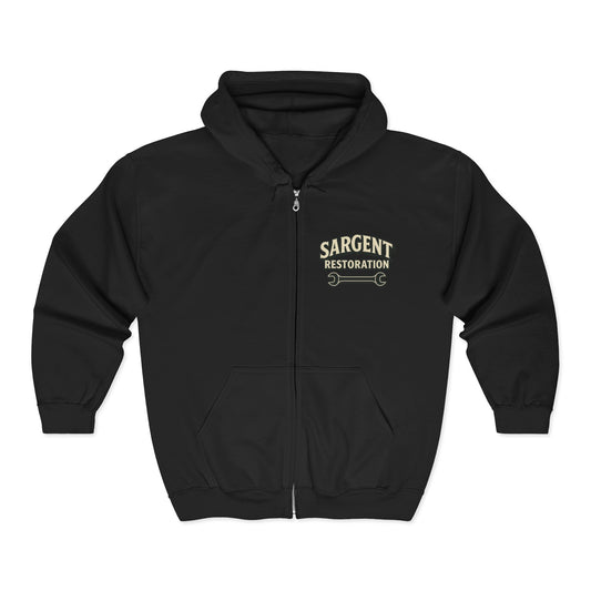 Vintage Restoration Zip-Up Hoodie for DIY Enthusiasts, Gift for Car Lovers, Cozy Layer for Weekend Projects, Perfect for Birthdays