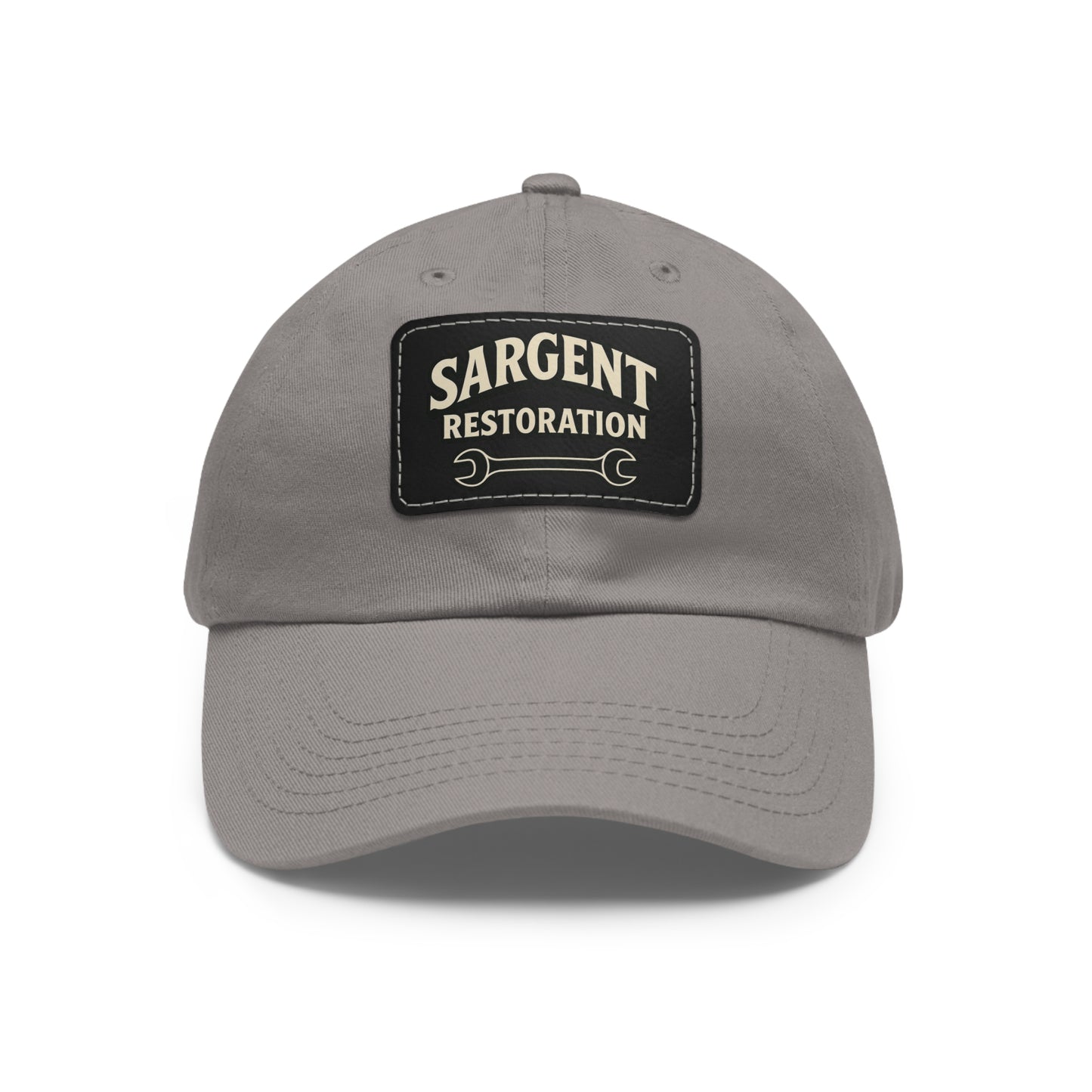 Sargent Restoration Leather Patch Dad Hat — Mechanic Wrench Logo Cap