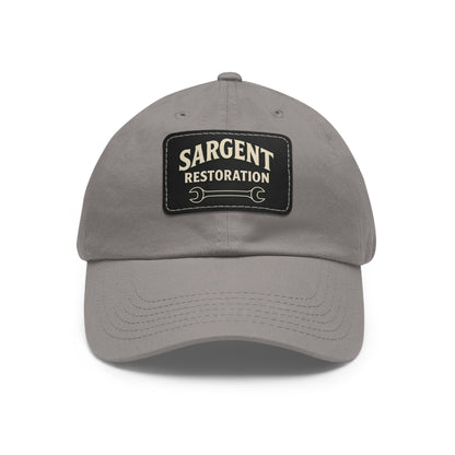 Sargent Restoration Leather Patch Dad Hat — Mechanic Wrench Logo Cap