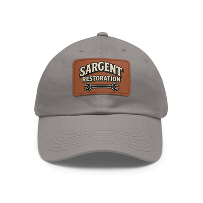 Sargent Restoration Leather Patch Dad Hat — Mechanic Wrench Logo Cap