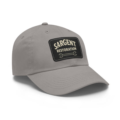 Sargent Restoration Leather Patch Dad Hat — Mechanic Wrench Logo Cap