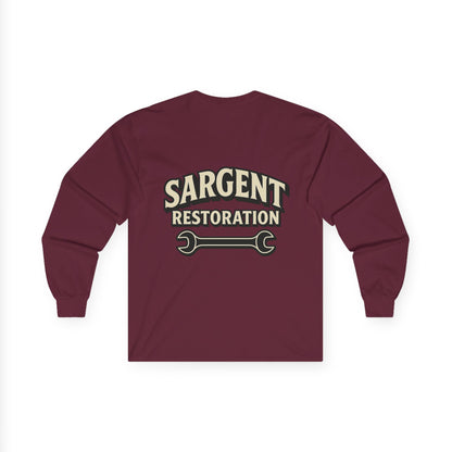 Sargent Restoration Long Sleeve Tee, Unisex Workwear Shirt, Vintage Mechanic Gift, DIY Enthusiast Apparel, Father's Day Present