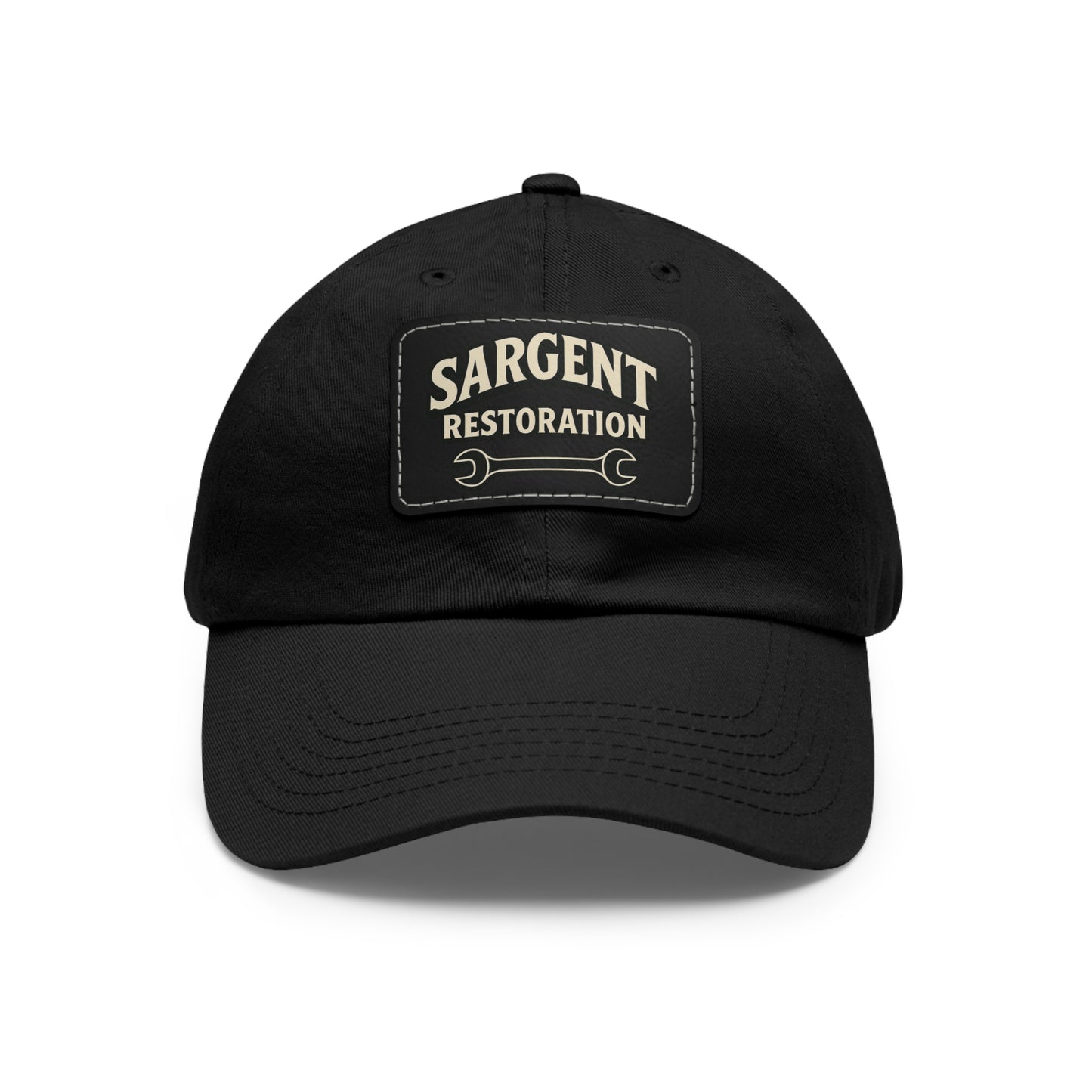 Sargent Restoration Leather Patch Dad Hat — Mechanic Wrench Logo Cap