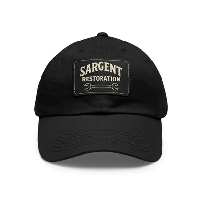 Sargent Restoration Leather Patch Dad Hat — Mechanic Wrench Logo Cap