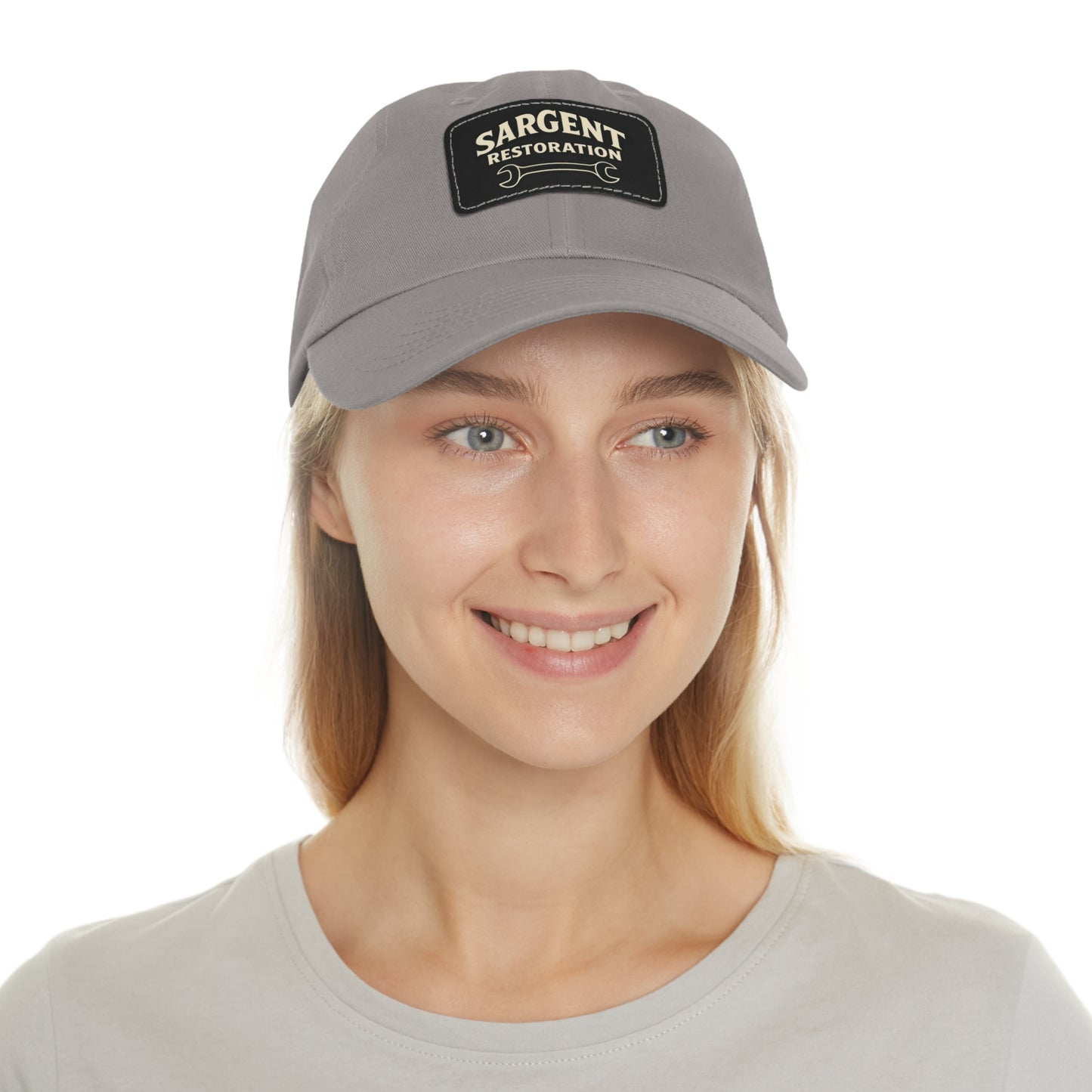 Sargent Restoration Leather Patch Dad Hat — Mechanic Wrench Logo Cap
