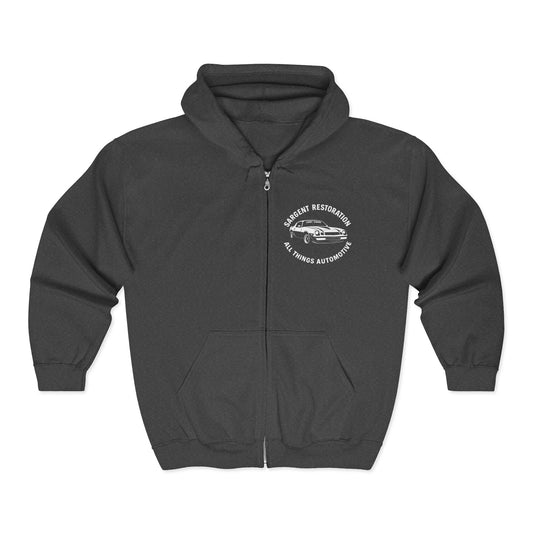 Retro Automotive Zip-Up Hoodie, Cozy Unisex Sweatshirt for Car Enthusiasts, Gift for Mechanics, Perfect for Road Trips