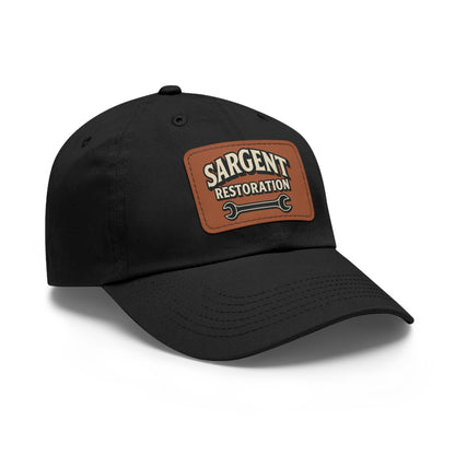 Sargent Restoration Leather Patch Dad Hat — Mechanic Wrench Logo Cap