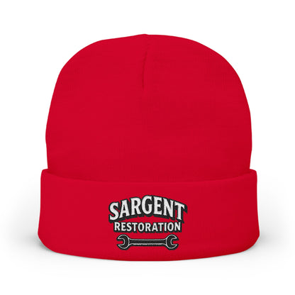 Embroidered 'Sargent Restoration' Knit Beanie – Mechanic Wrench Cuff Hat