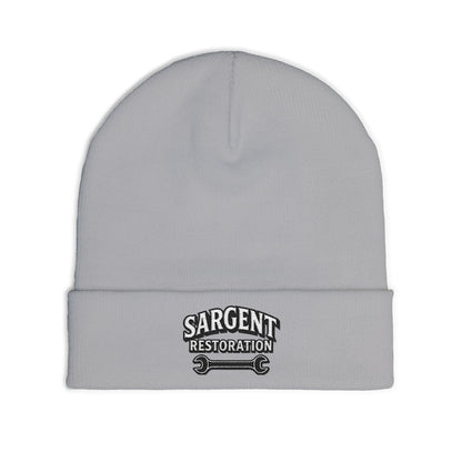 Embroidered 'Sargent Restoration' Knit Beanie – Mechanic Wrench Cuff Hat