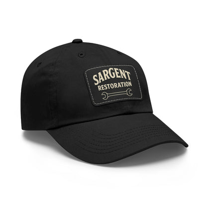 Sargent Restoration Leather Patch Dad Hat — Mechanic Wrench Logo Cap